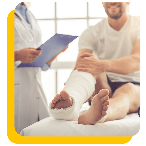 doctor with patient in cast