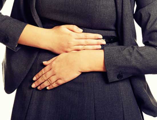 woman with stomach pain