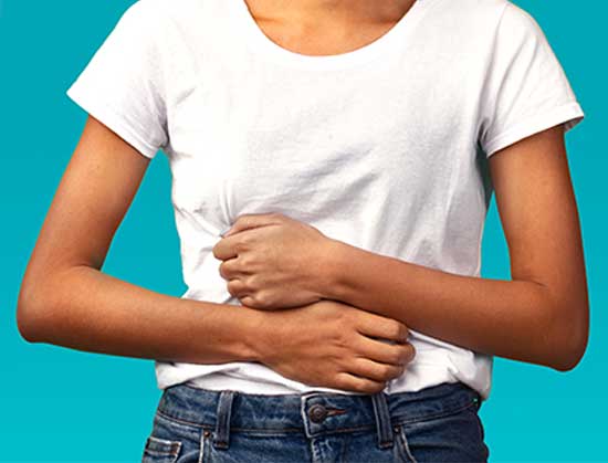 woman with stomach pain