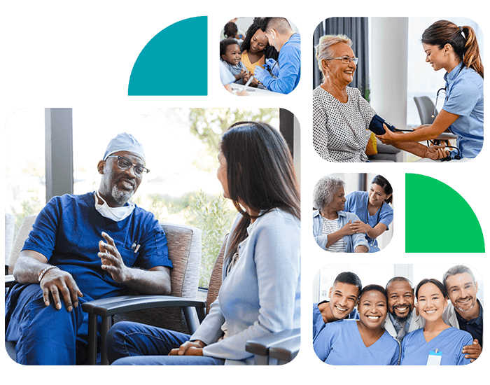 collage of doctors and patients