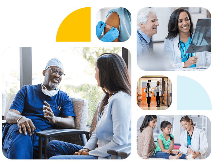 collage of doctors and patients